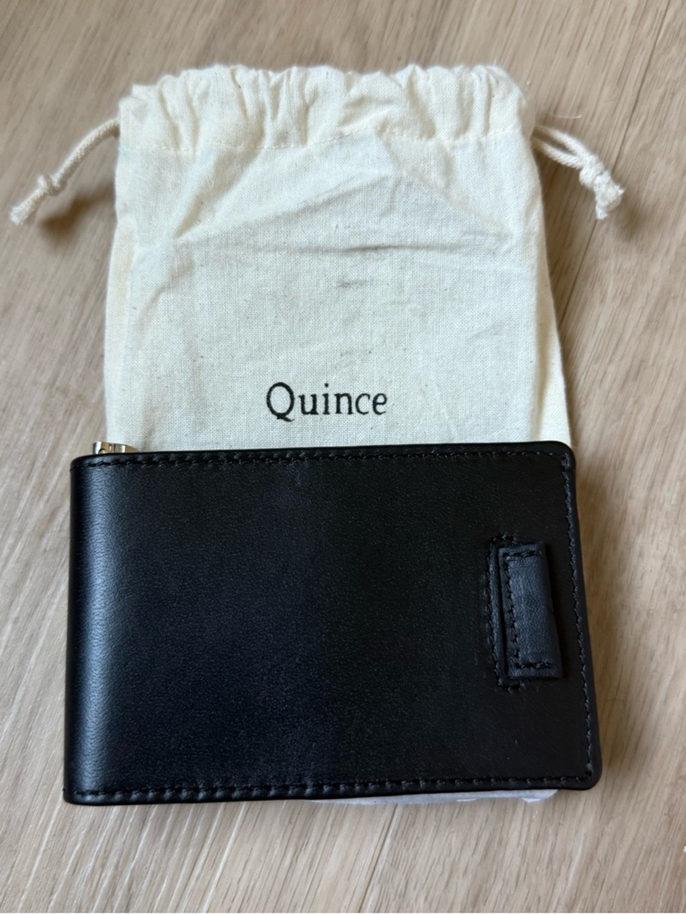 Quince Leather Wallet Men’s Bi-Fold Black Money Clip